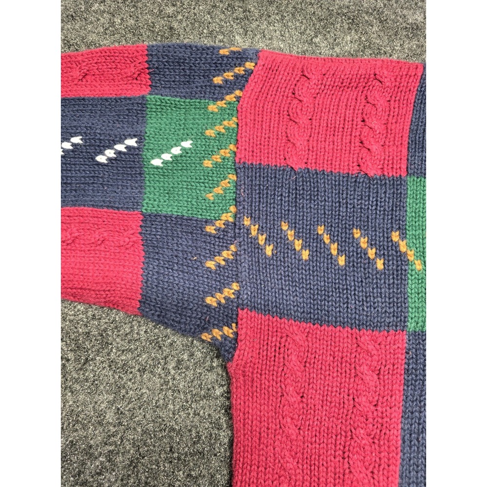 Vintage 90s St Johns Bay Sweater Colorful Geometric Chunky Knit‎  Size XL - Picture 5 of 8